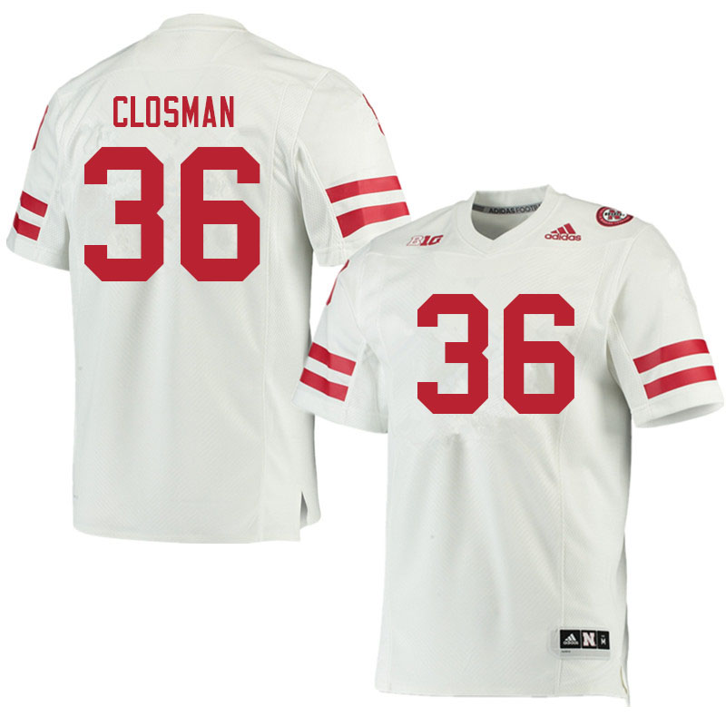 Men #36 Blake Closman Nebraska Cornhuskers College Football Jerseys Sale-White - Click Image to Close